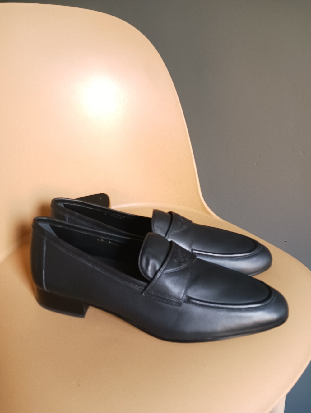 Chanel Uniform Black Leatger Loafers Size 46C,new Never Used - Picture 5 of 16